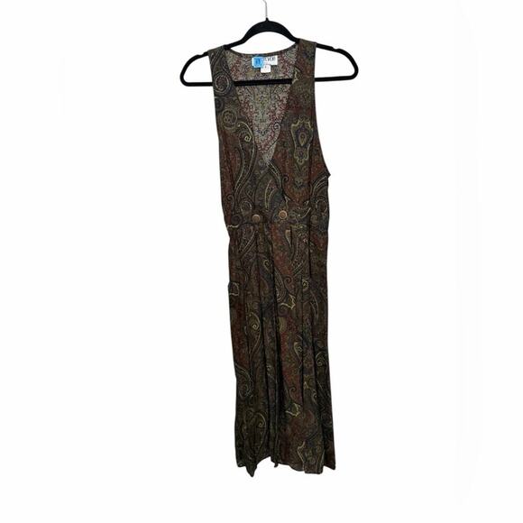 RJ Stevens Dresses & Skirts - Vintage R.J. Stevens Petite Paisley Midi Dress Jumper Pockets Made in USA 8